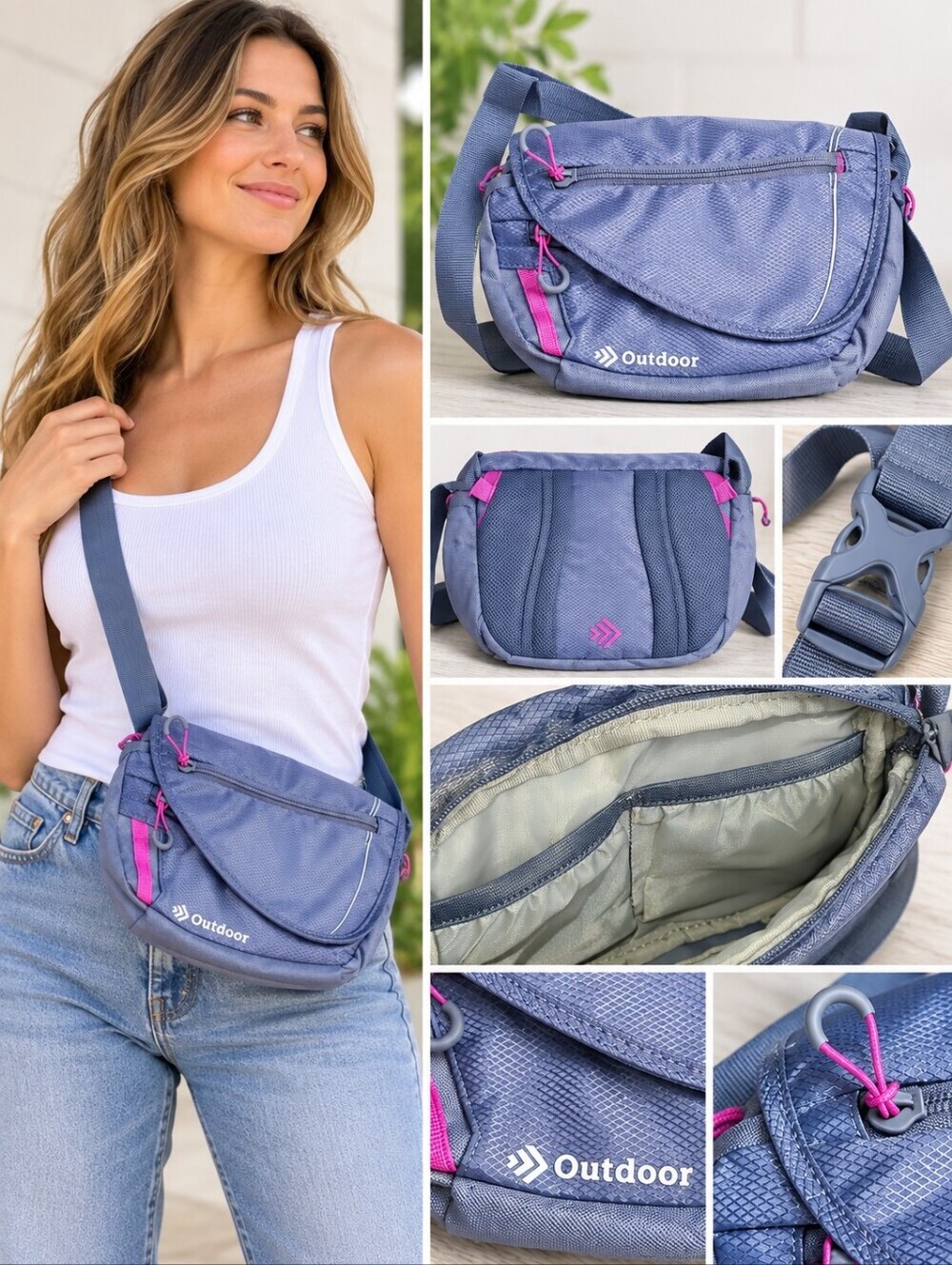 Outdoor Products Gray and Pink Adjustable Bag